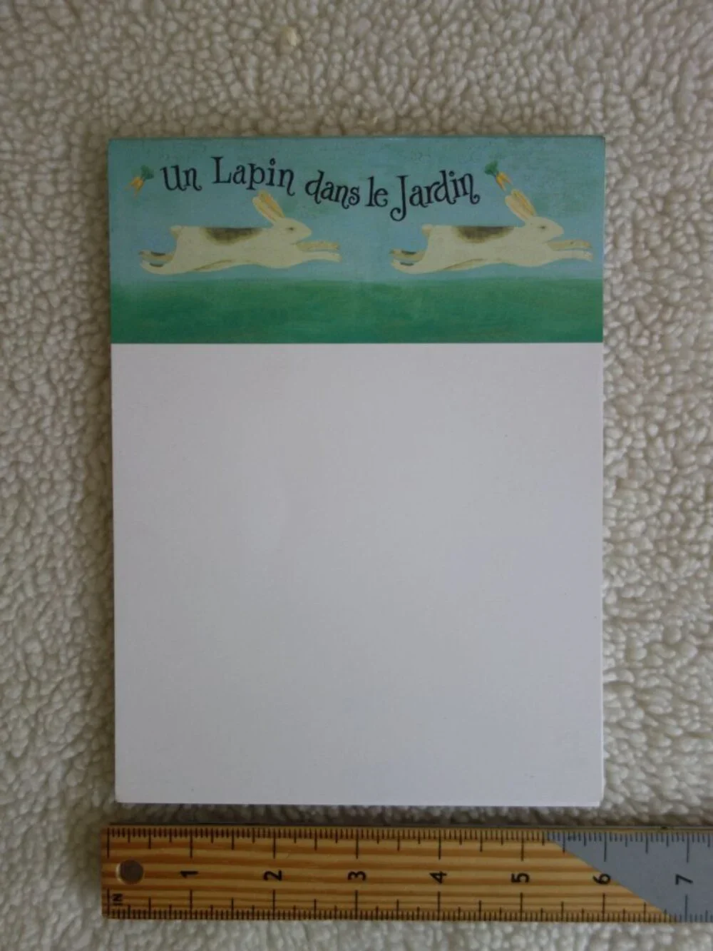 UN LAPIN DANS LE JARDIN 10 designer stationery note sheets w/ 10 envelopes